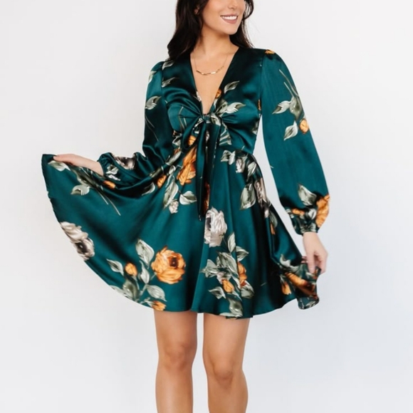 Baltic Born Teal Floral Long Sleeve Dress - Picture 1 of 9